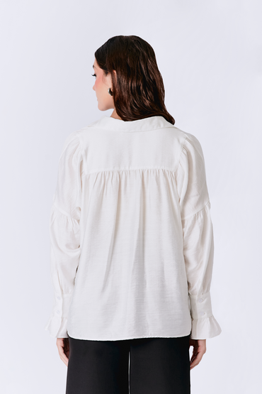 BLUSA JOSEFINA MANGA LARGA CON RECOGIDO PERLA [PRE-VENTA]