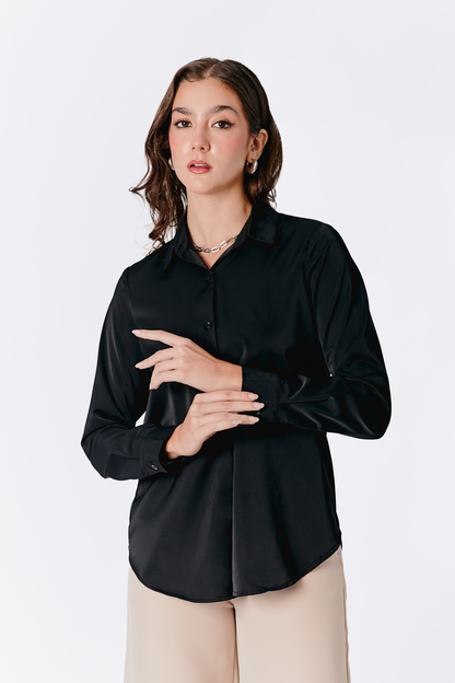 BLUSA LORENA MANGA LARGA CON BOTONES NEGRO