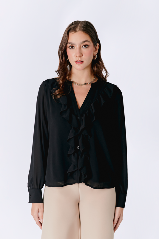 BLUSA AILEN MANGA LARGA NEGRO [PRE-VENTA]