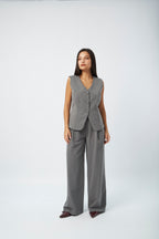 Miranda Striped Pants, Lead Gray Stripes