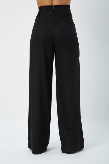 Pantalón de Lino Aitana Negro