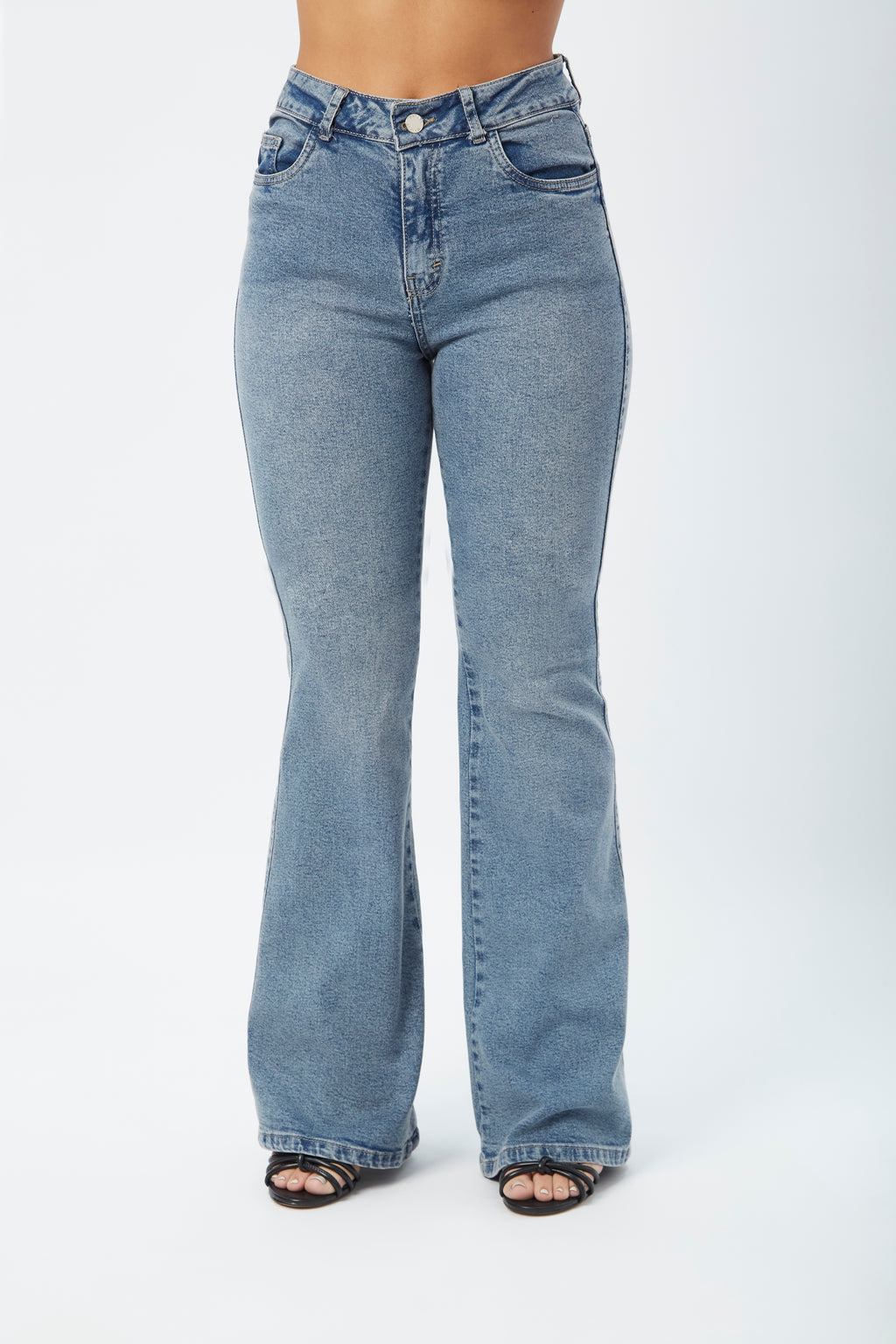 Pantalón Flare Denim Azul Vintage