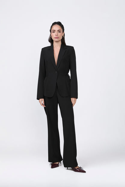 Blazer Sienna con solapa y amarre cintura negro