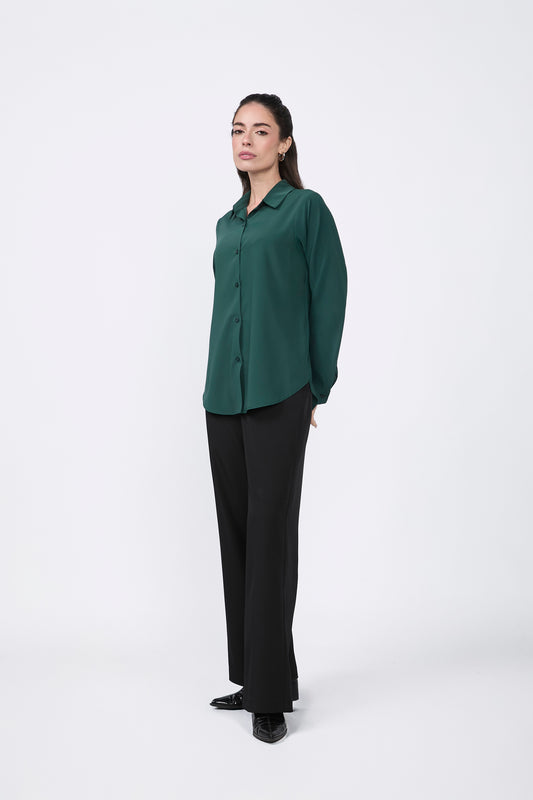 BLUSA LORENA MANGA LARGA CON BOTONES VERDE BOTELLA