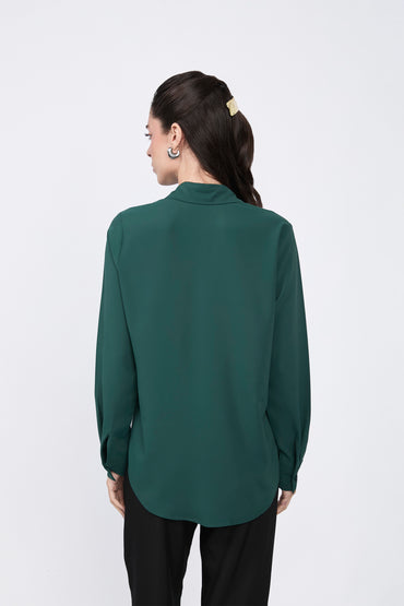 BLUSA LORENA MANGA LARGA CON BOTONES VERDE BOTELLA