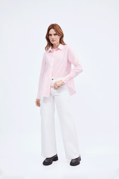 Blusa Cecile manga larga con aberturas laterales rosa