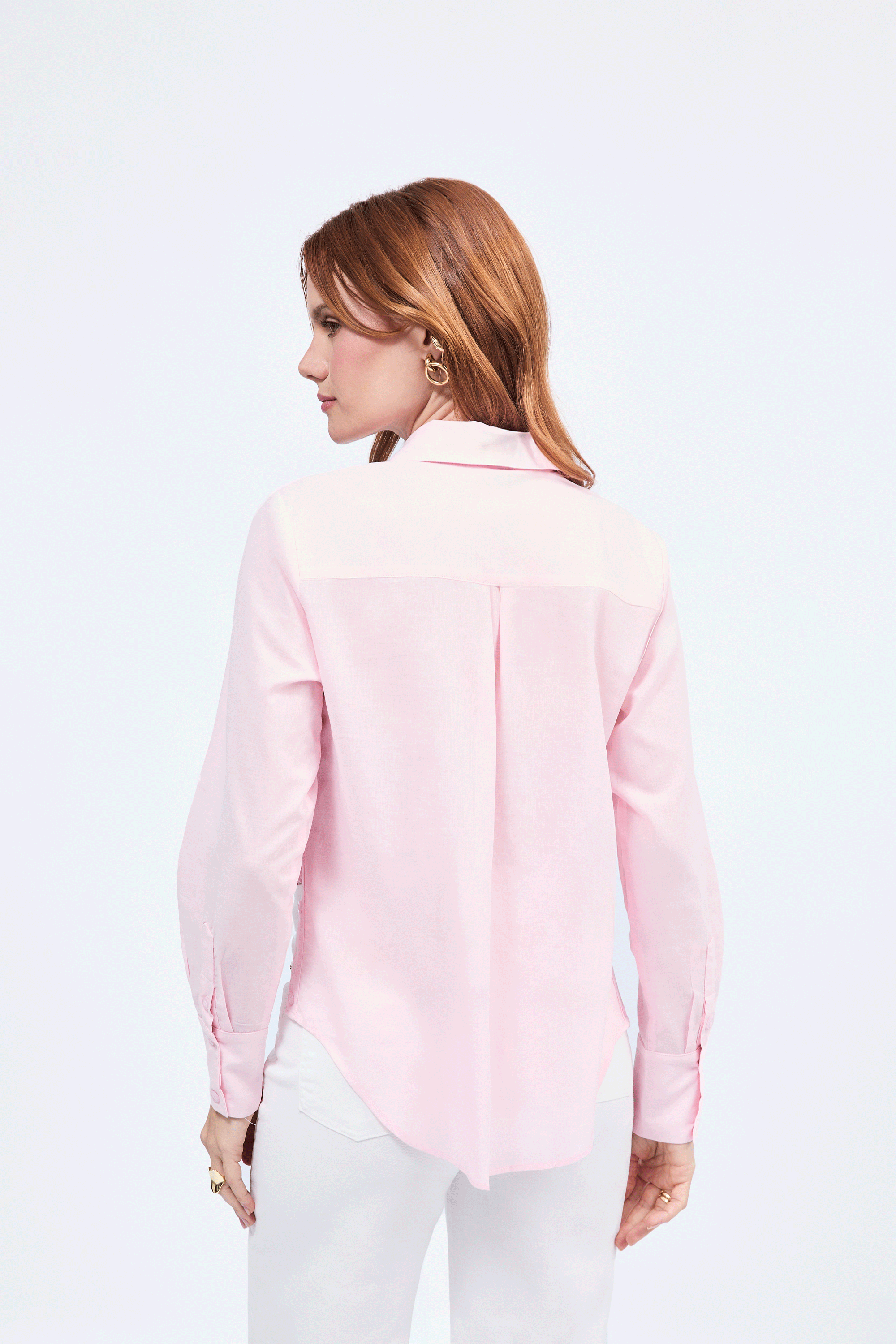 Blusa Cecile manga larga con aberturas laterales rosa