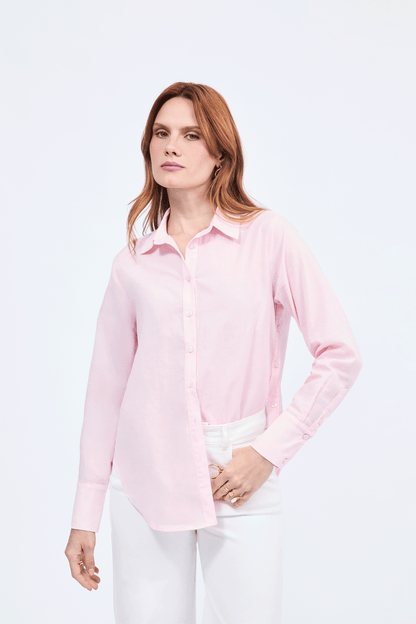 Blusa Cecile manga larga con aberturas laterales rosa