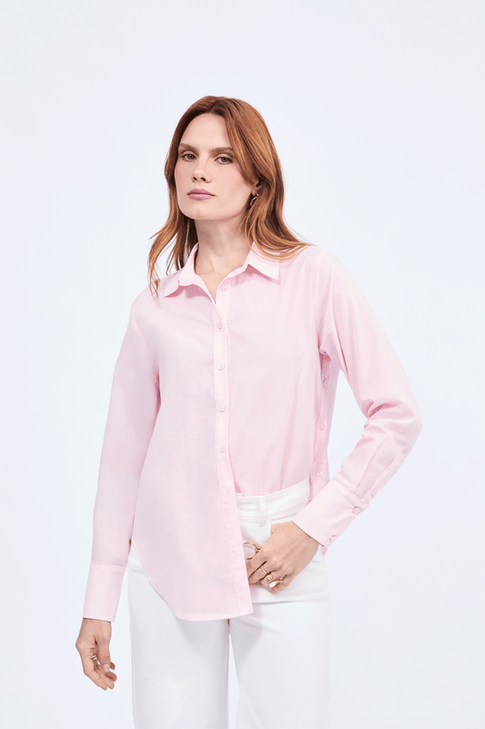 Blusa Cecile manga larga con aberturas laterales rosa