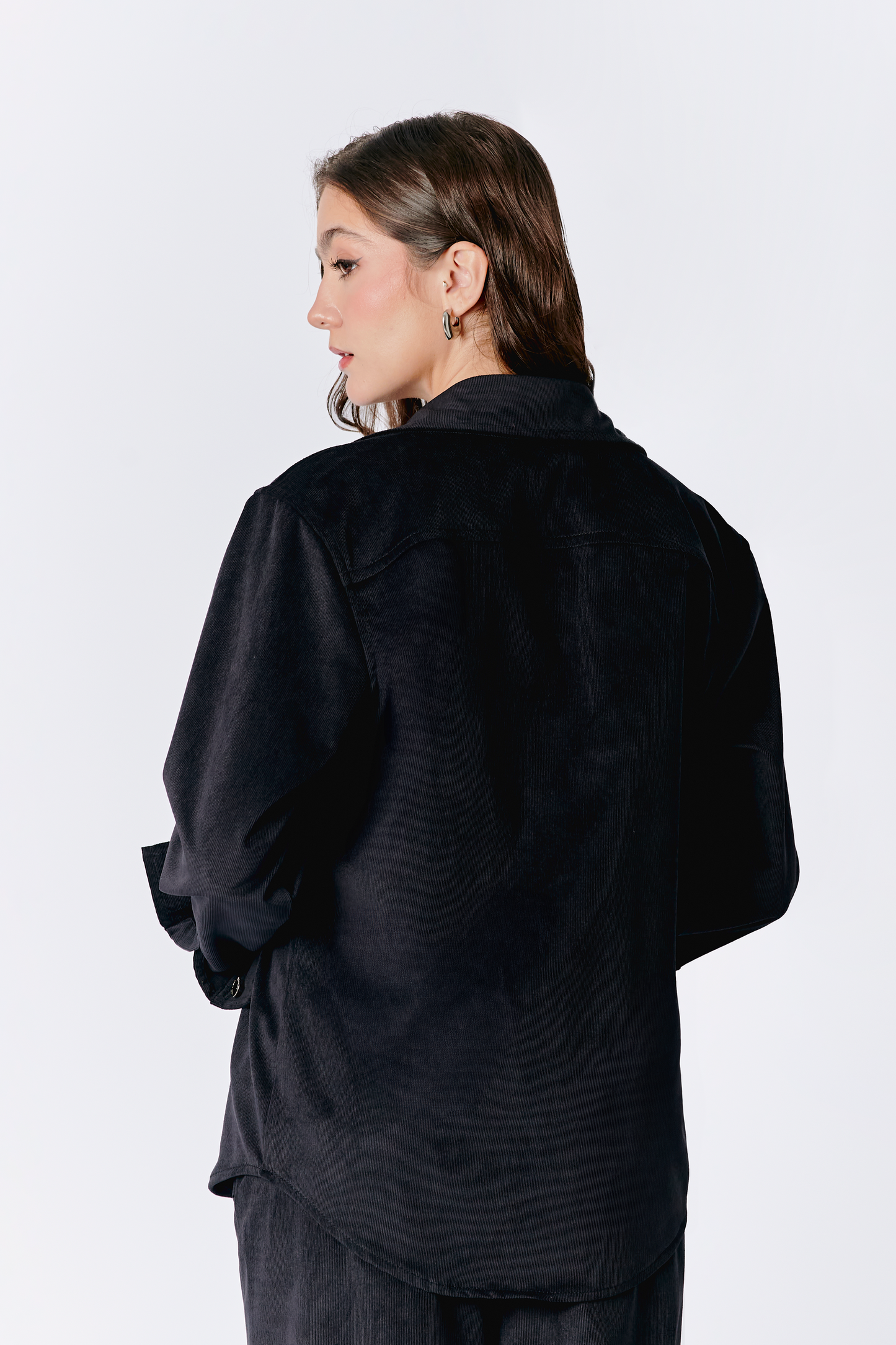 CAMISA THAIS DE CORDUROY MANGA LARGA NEGRO