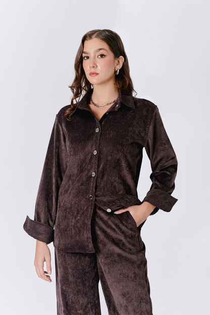 CAMISA THAIS DE CORDUROY MANGA LARGA MARRÓN