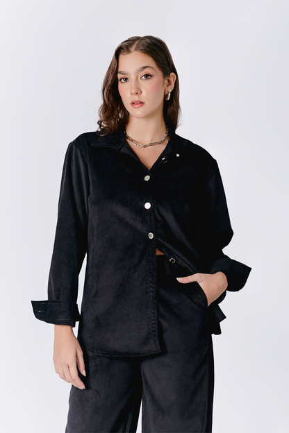 CAMISA THAIS DE CORDUROY MANGA LARGA NEGRO