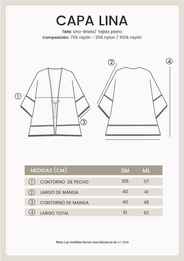 CAPA MANGA CORTA CON DETALLES BORDADOS PERLA - LINA
