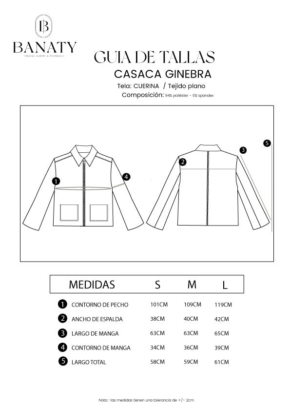 CASACA GINEBRA DE CUERINA CON CIERRE NEGRO