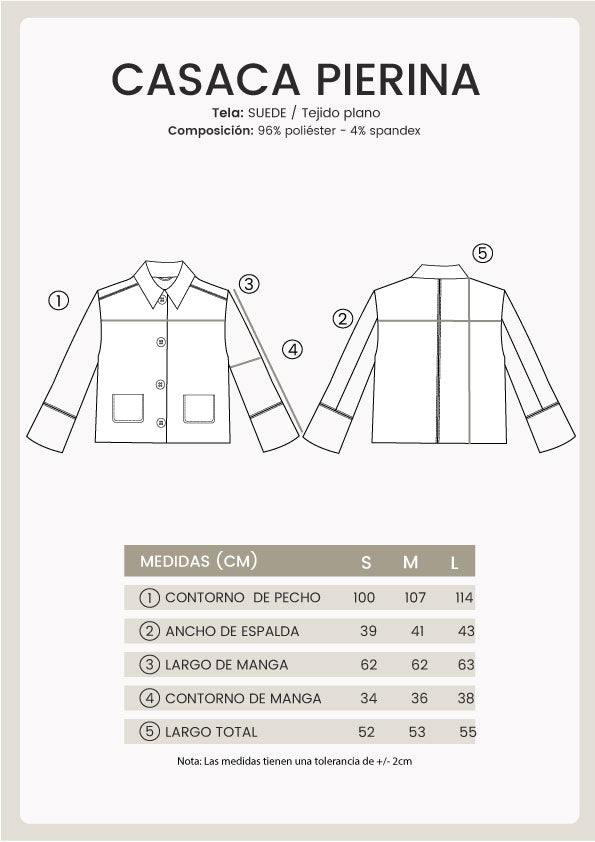 Casaca Pierina con bolsillos y botones frontales beige