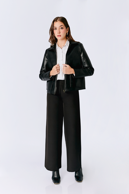 PANTALÓN ANIA A LA CINTURA CON PINZAS NEGRO