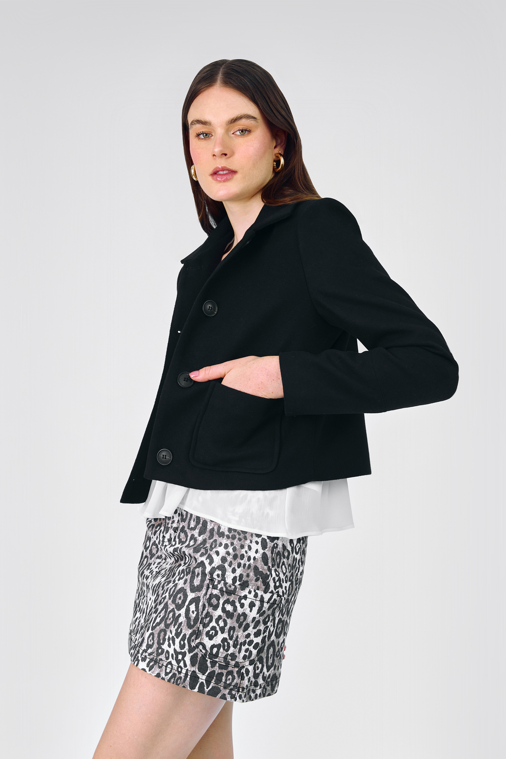 CASACA CROP SASTRE NEGRO - MADISON