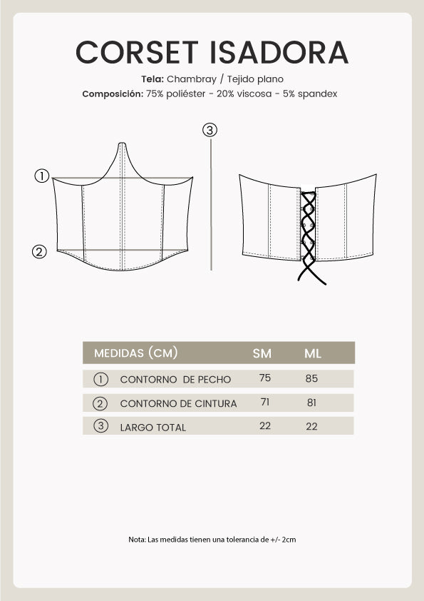 CORSET AJUSTABLE CON VARILLAS NATURAL - ISADORA