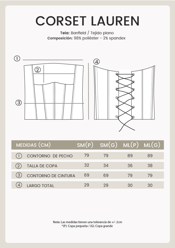 CORSET LAUREN CON VARILLAS Y AMARRE POSTERIOR NEGRO [PRE-VENTA]