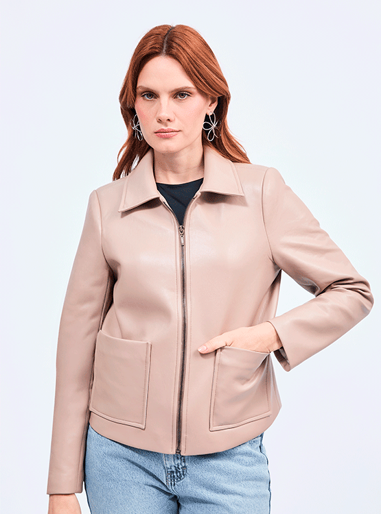 CASACA GINEBRA DE CUERINA CON CIERRE DE MUJER BANATY