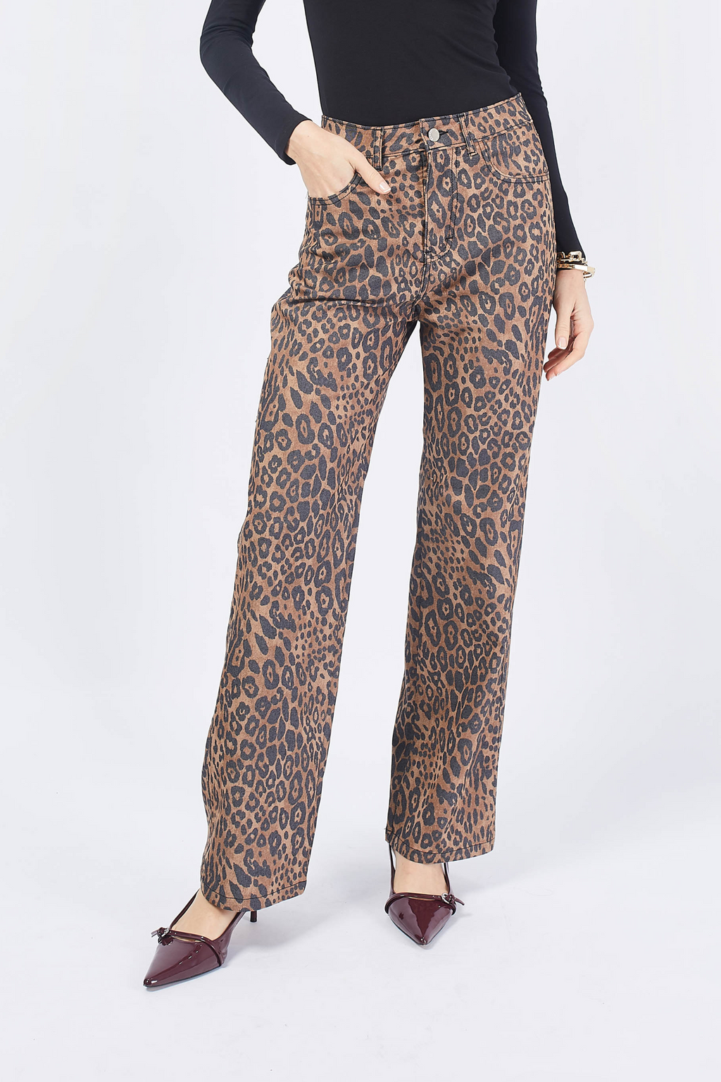 PANTALON ANIMAL PRINT MARRÓN-  LEONELA