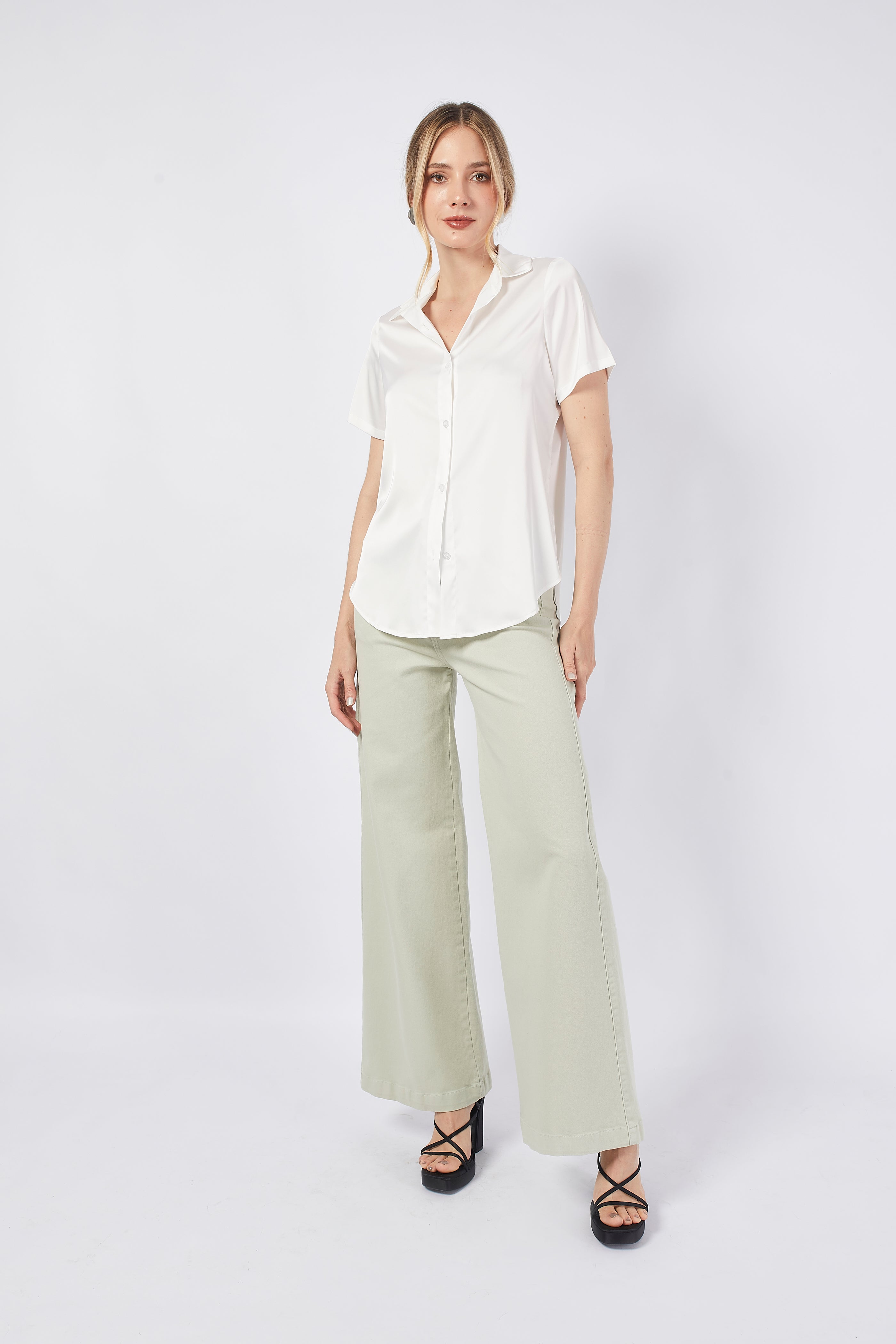 MAXI WIDE LEG JEANS PISTACHO