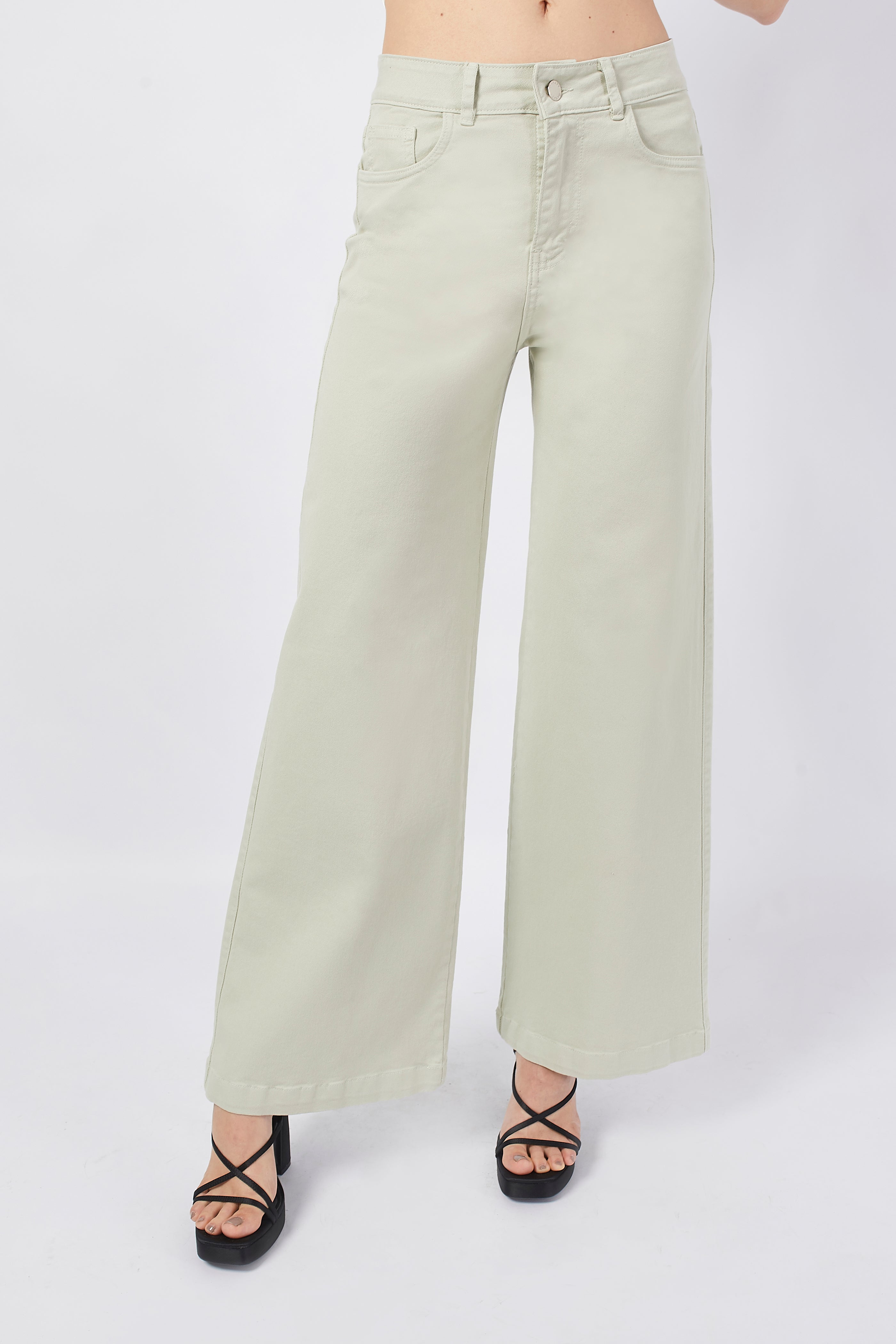 MAXI WIDE LEG JEANS PISTACHO