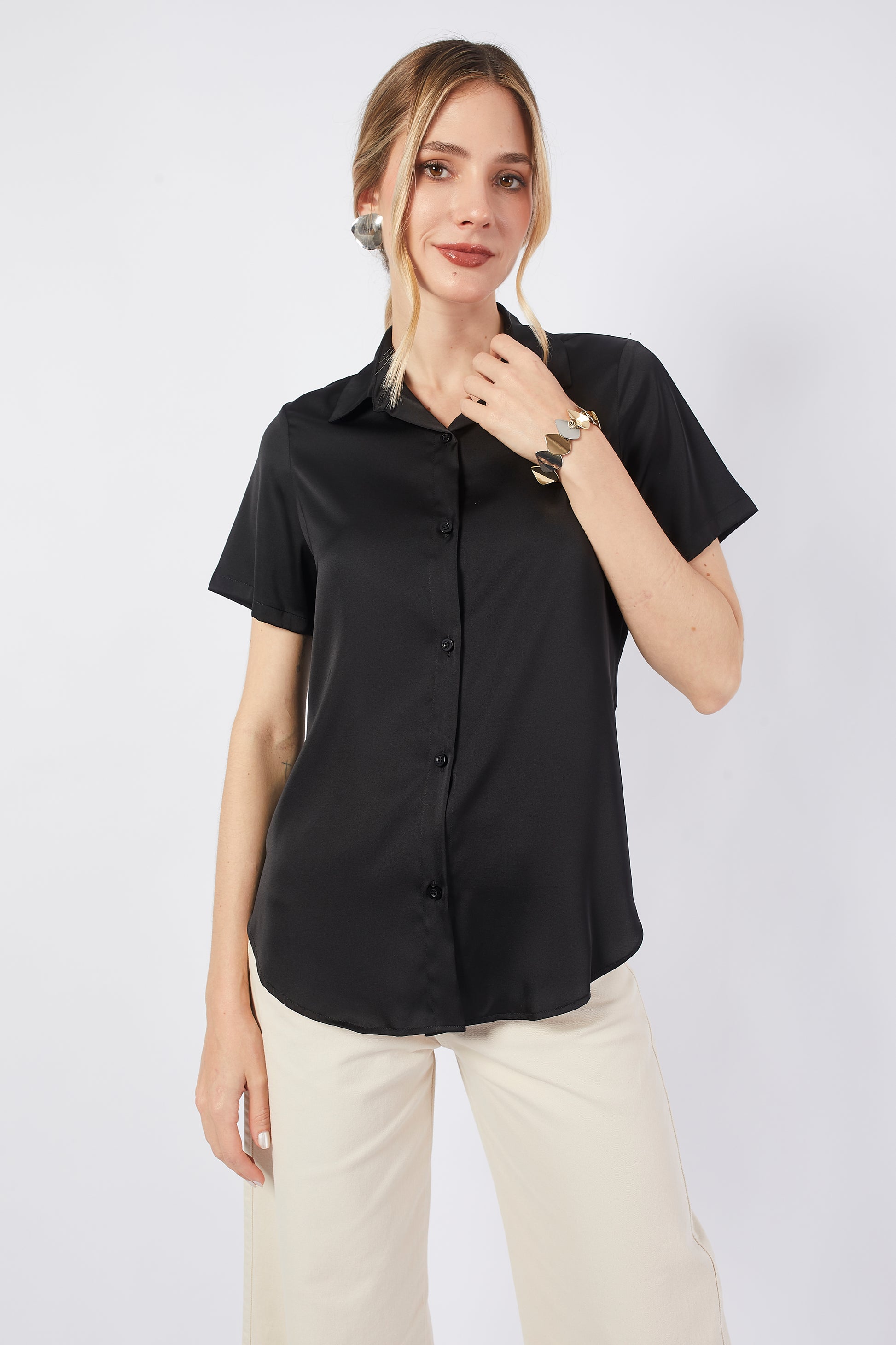 BLUSA DE SEDA MANGA CORTA MURIEL