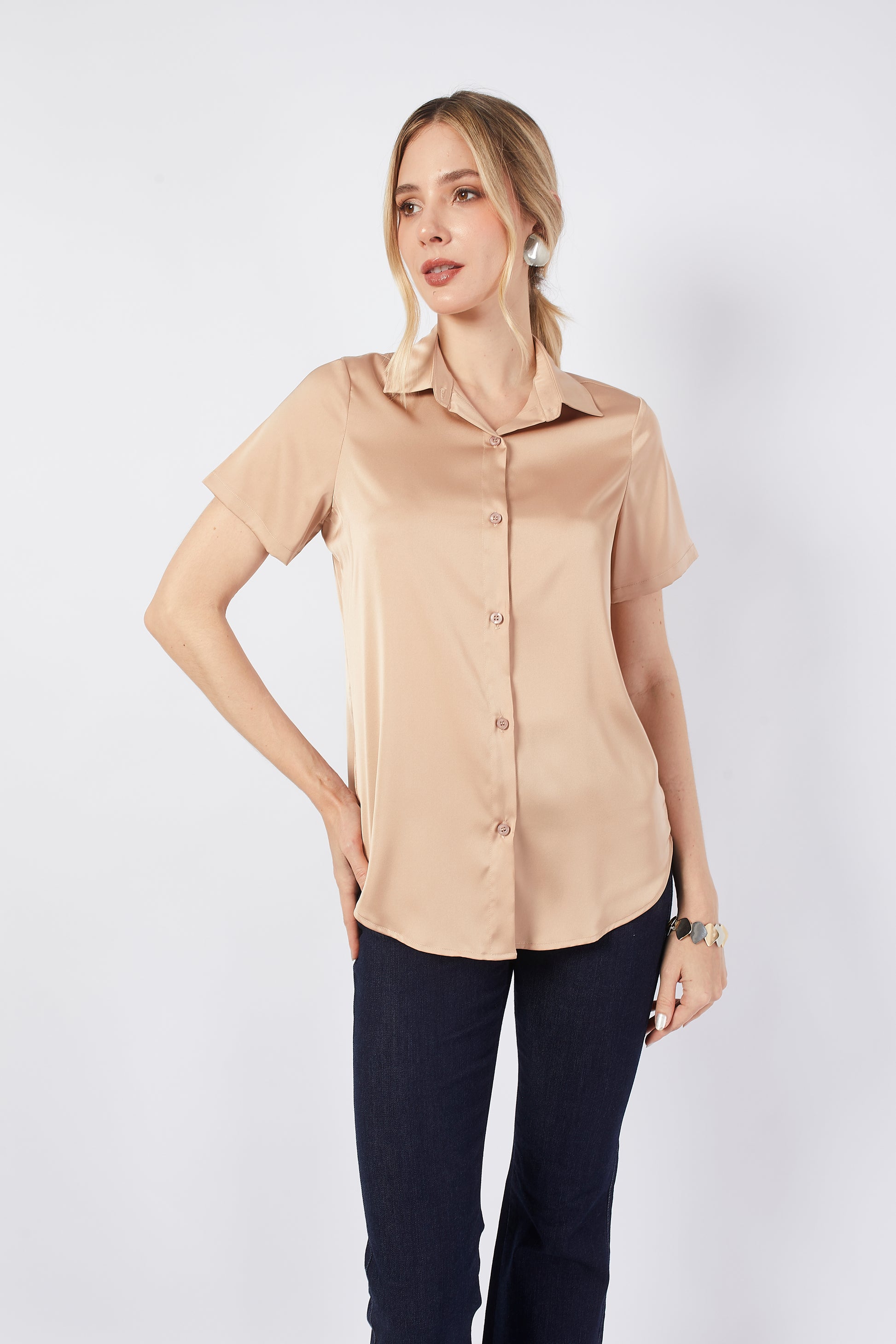 BLUSA DE SEDA MANGA CORTA MURIEL