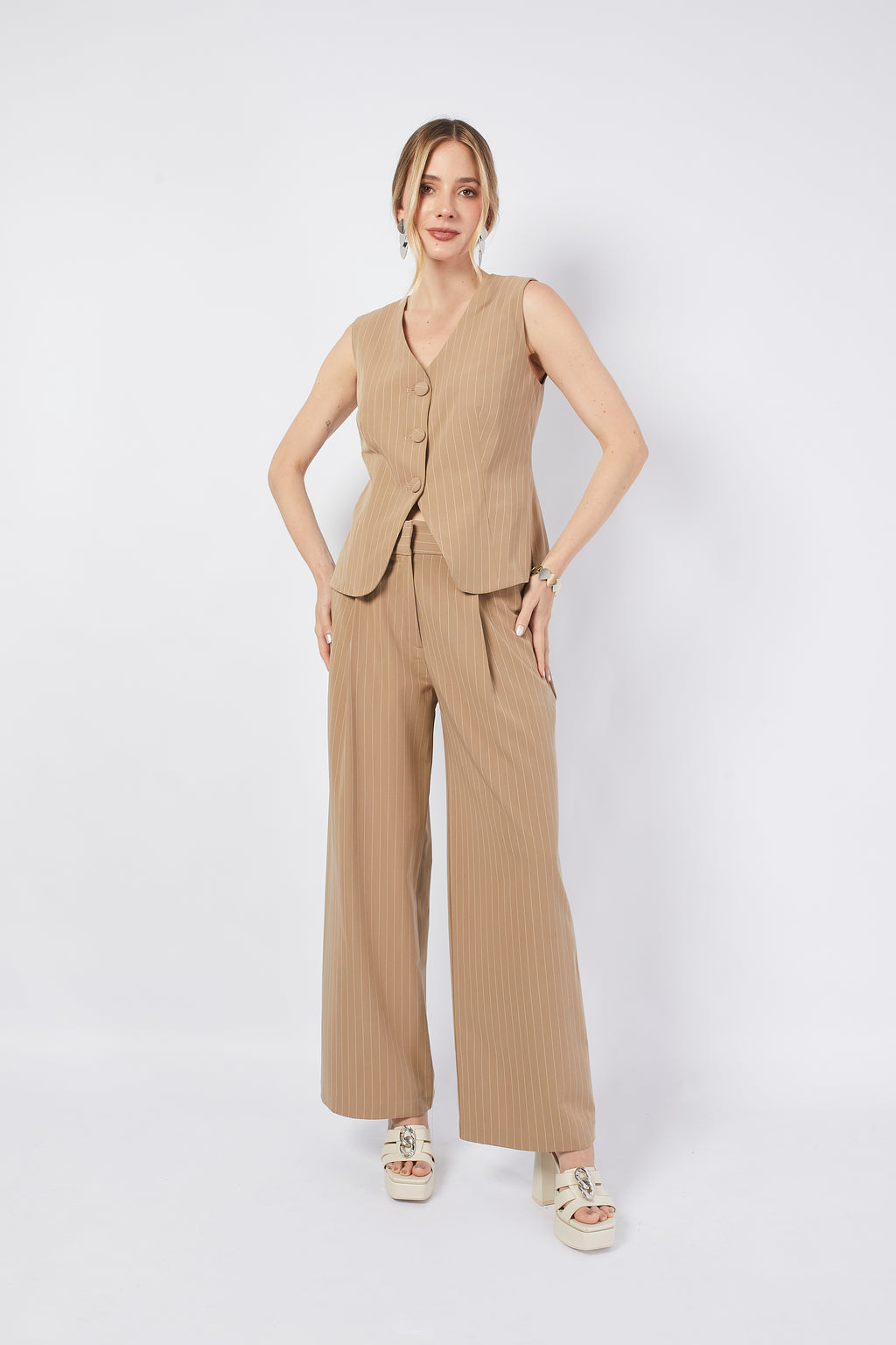 Pantalón De Rayas Rayas Camel - Miranda