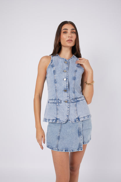 MAXI DENIM VEST SKY BLUE DAY