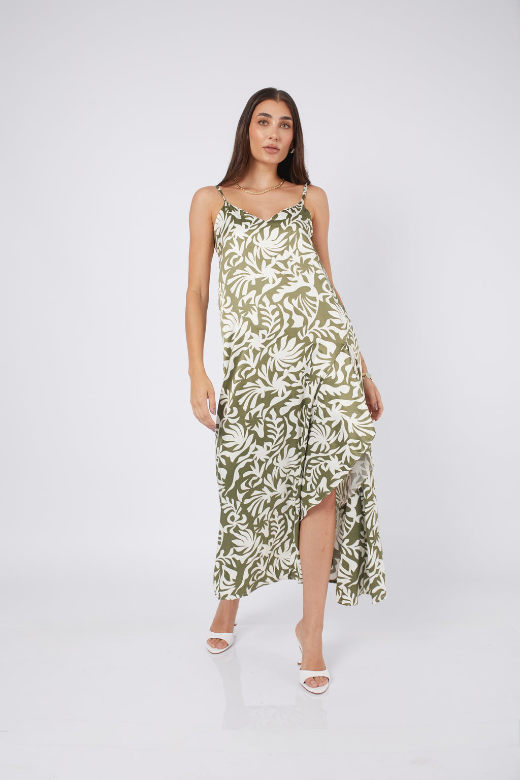 VESTIDO DE SEDA PRINT VERDE - ALBA