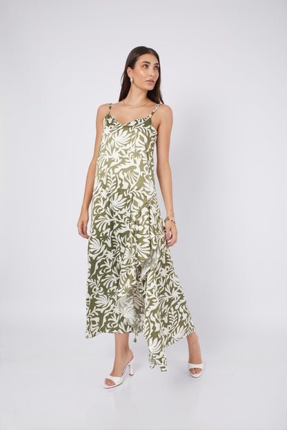 VESTIDO DE SEDA ALBA PRINT VERDE