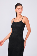 VESTIDO LARGO DE ENCAJE NEGRO - AGATHA