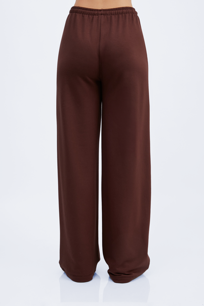 PANTALÓN A LA CINTURA LOURDES CON BOLSILLO MARRÓN