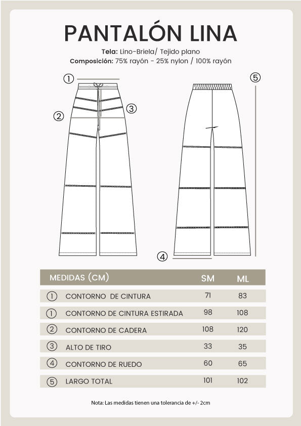 PANTALÓN PALAZZO CON DETALLES BORDADOS PERLA - LINA