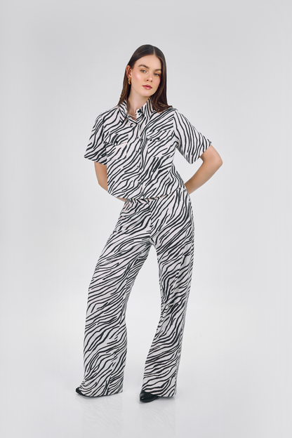 PANTALON DE LINO GHADA PRINT CEBRA