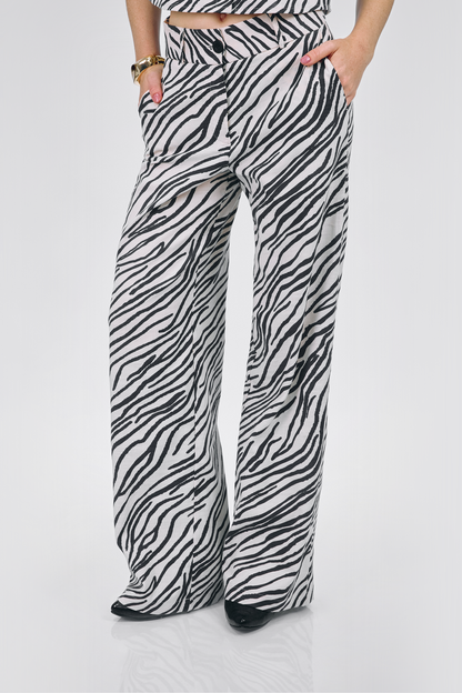 PANTALON DE LINO GHADA PRINT CEBRA