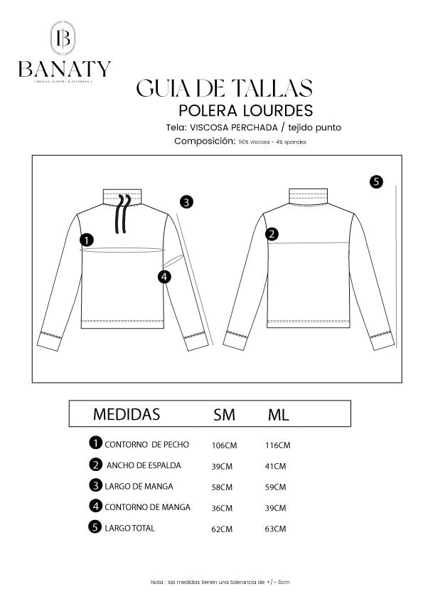 POLERA LOURDES CON CUELLO ALTO Y REGULADOR NEGRO