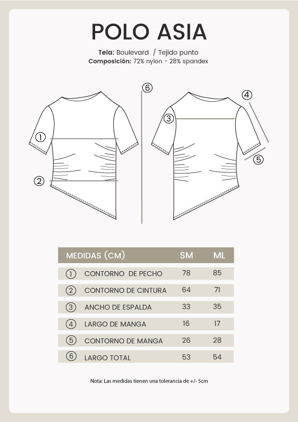 POLO ASIMÉTRICO MANGA CORTA DRAPEADO TOPO - ASIA