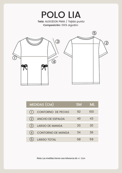 Polo Lia con tiras laterales manga corta Negro