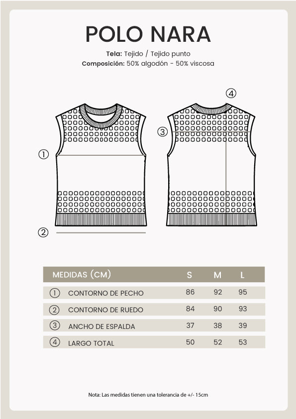 POLO TEJIDO SIN MANGAS DE ALGODÓN PERLA - NARA