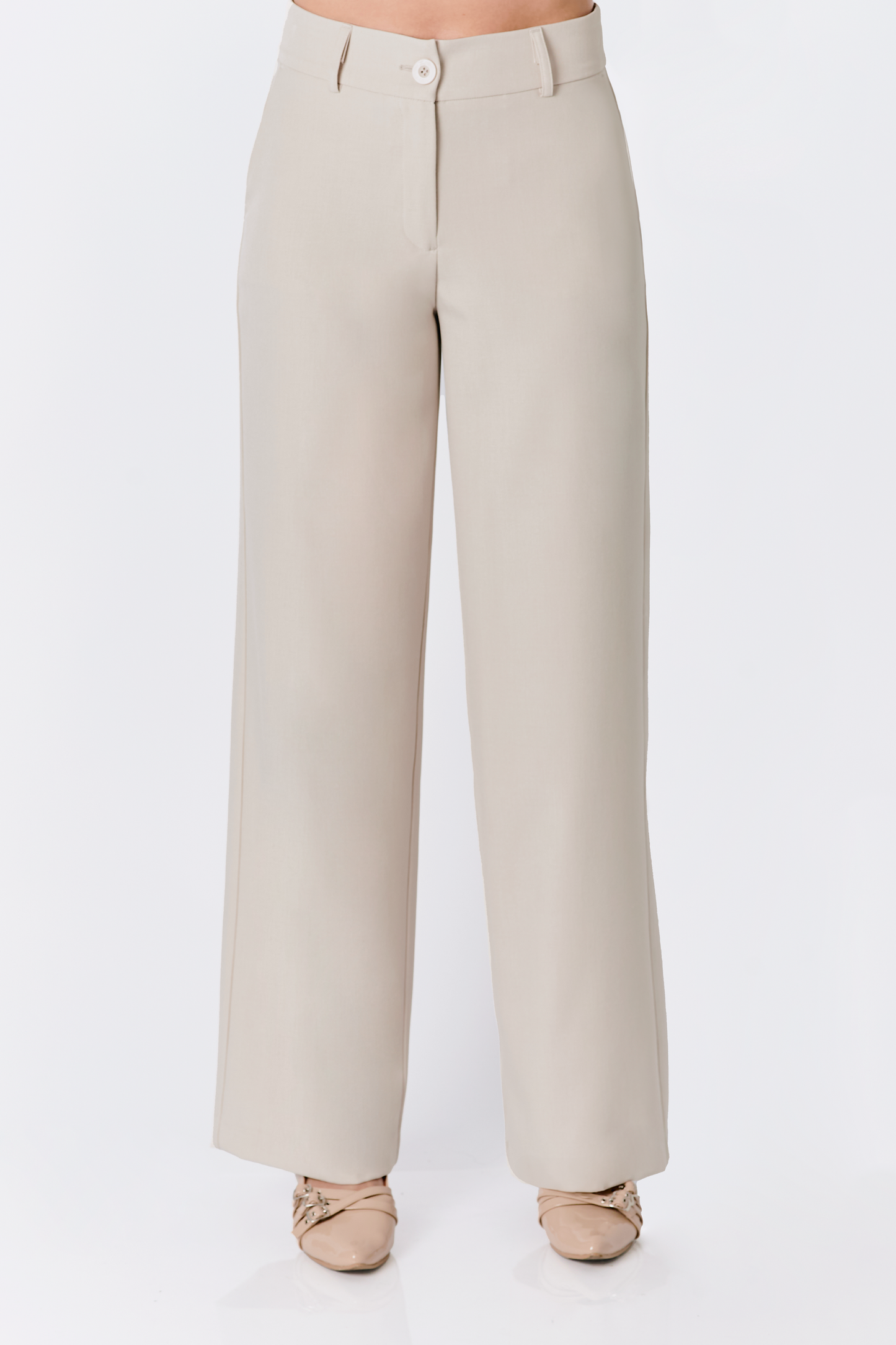 PANTALON DHALIA SEMI PALAZZO CON BOLSILLOS LATERALES BEIGE