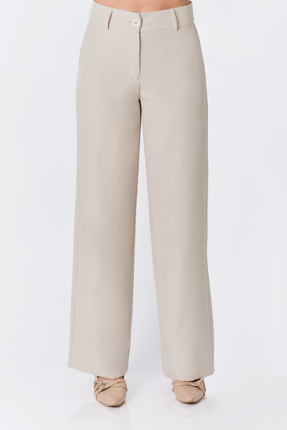 PANTALON DHALIA SEMI PALAZZO CON BOLSILLOS LATERALES BEIGE