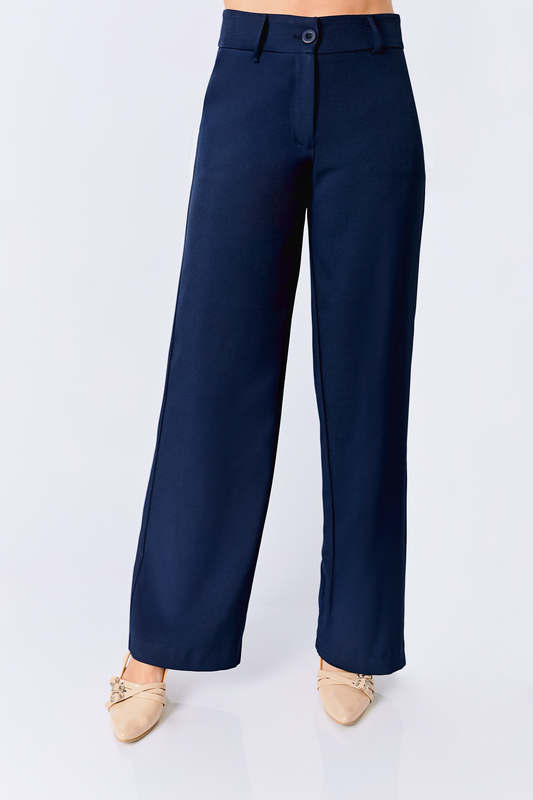 PANTALON DHALIA SEMI PALAZZO CON BOLSILLOS LATERALES AZUL