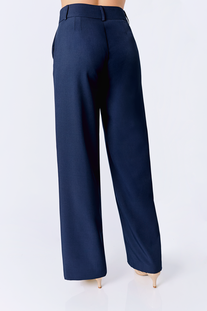 PANTALON DHALIA SEMI PALAZZO CON BOLSILLOS LATERALES AZUL
