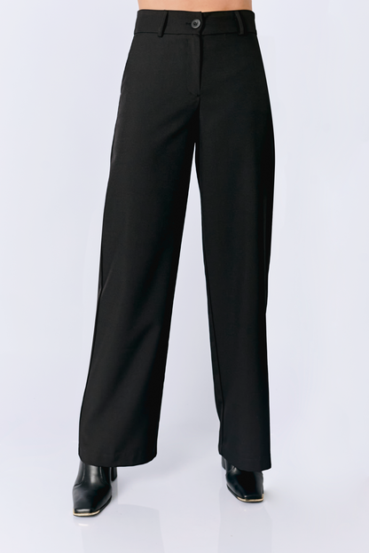 PANTALON DHALIA SEMI PALAZZO CON BOLSILLOS LATERALES NEGRO
