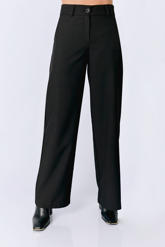 PANTALON DHALIA SEMI PALAZZO CON BOLSILLOS LATERALES NEGRO