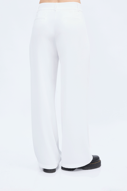 Pantalón Paris semi palazo con pinzas y bolsillos Perla