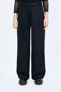 Paris semi-palazzo pants with pleats and pockets, Black.